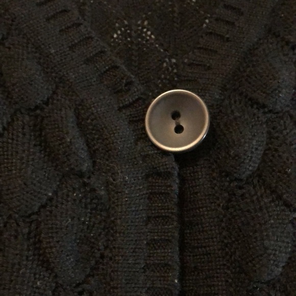Coccole Womens Short Sleeve Cardigan Sz S Black Scalloped Knit Merino Wool Blend - Picture 3 of 9
